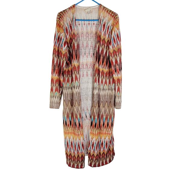 Chico's southwestern open front lightweight duster cardigan Size L Boho Western - Picture 1 of 7